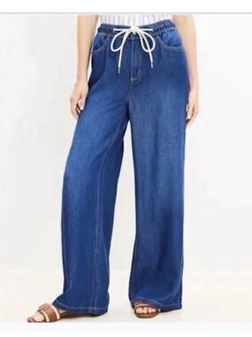 NEW Blue LOFT The Palazzo High-Rise Denim Jeans Pants 27 4 NWT